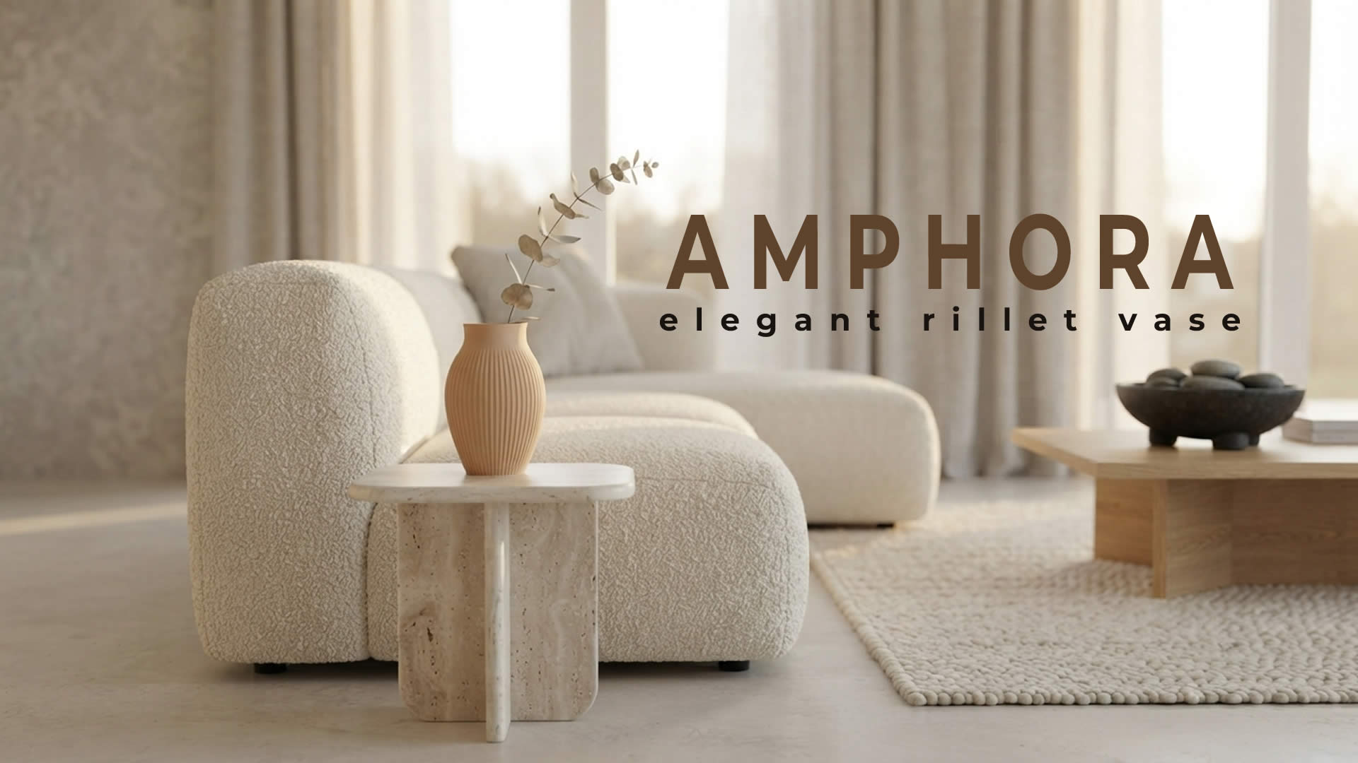 Amphora Vase med Rillet Design