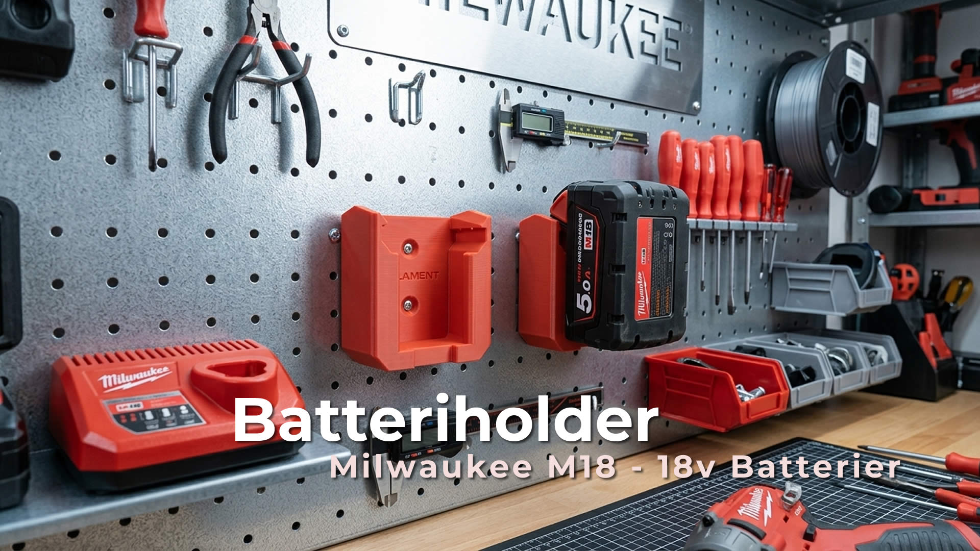 Batteriholder til Milwaukee M18 - 18v Batterier