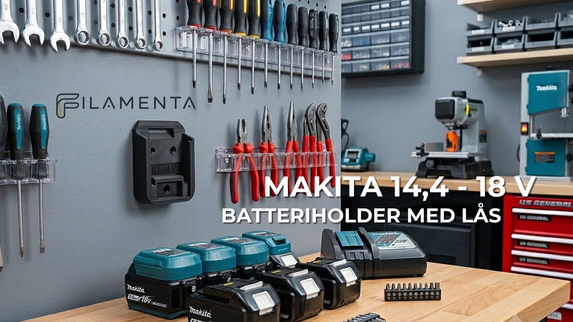 Maktia 14,4v - 18v Batteriholder med Lås i Stærk Udførsel